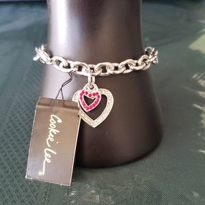 Cookie Lee silver heart bracelet